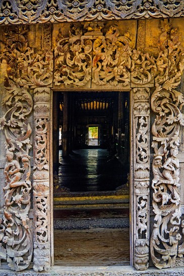 Shwenandaw Monastery with wood carvings