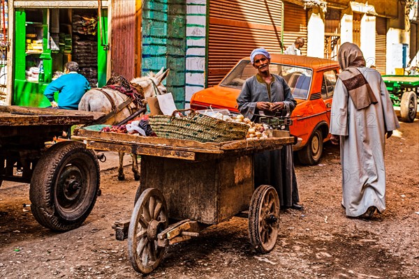 Street vendor with handcarts