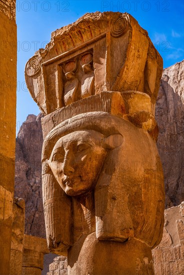 Hathor capital of a column in the temple of Hathor