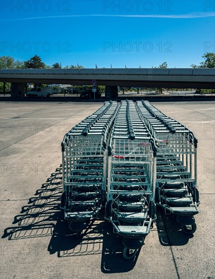 Row of luggage trolleys at the old Tegel Airport