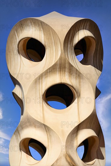 Sculptural ventilation shafts on the Casa Mila or La Pedrera by Antoni Gaudi