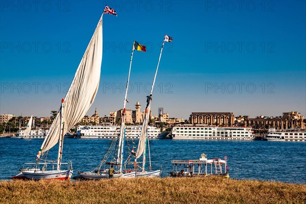 Nile bank with view of Luxor temple