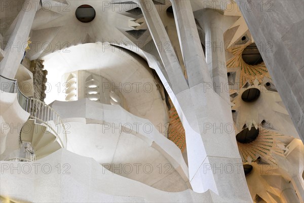 Interior of the Sagrada Familia or Basilica i Temple Expiatori de la Sagrada Familia