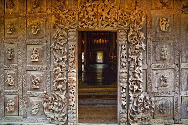 Shwenandaw Monastery with wood carvings