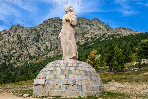 Statue of the Virgin Mary Notre Dame de la Neige at the top of the Col de Bavelle