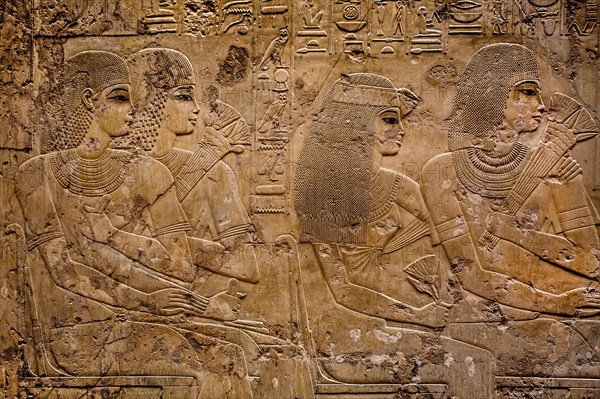 Funeral banquet. Relief showing Ramose's brother Keshy with a priest