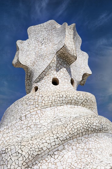 Sculptural ventilation shafts on the Casa Mila or La Pedrera by Antoni Gaudi