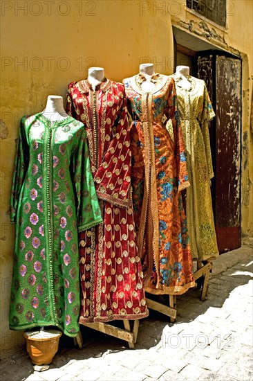 Traditional garments at the textile souk