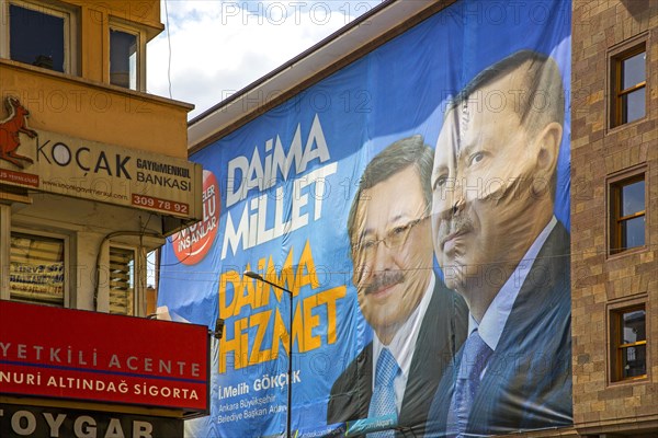 Election campaign banner with Erdogan