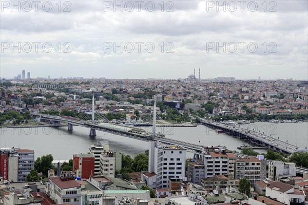 View from Galata Tower on bridges over Bosporus