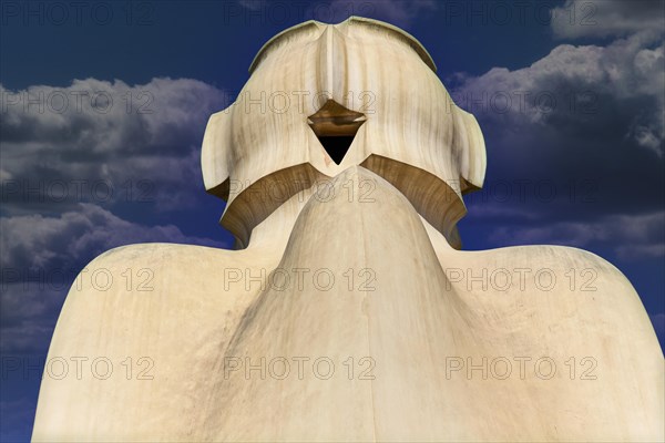 Sculptural ventilation shafts on the Casa Mila or La Pedrera by Antoni Gaudi