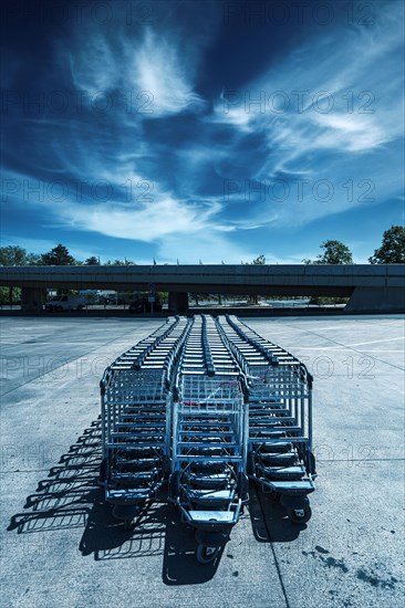 Row of luggage trolleys at the old Tegel Airport