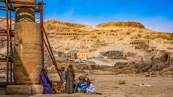 Restoration work with view towards the tombs of the nobles