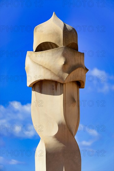 Sculptural ventilation shafts on the Casa Mila or La Pedrera by Antoni Gaudi