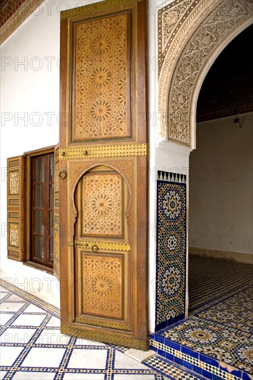 Precious wooden doors in the Palais de la Bahia