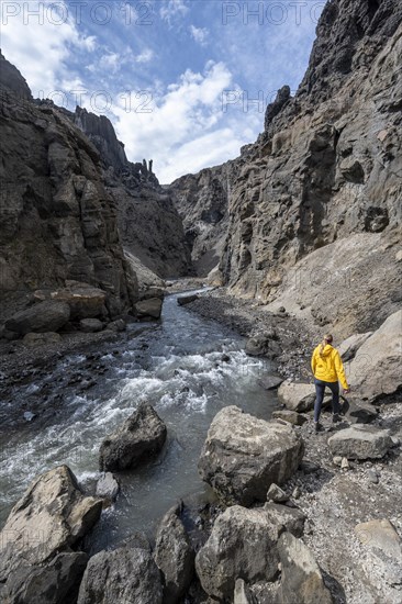 Tourist in a gorge