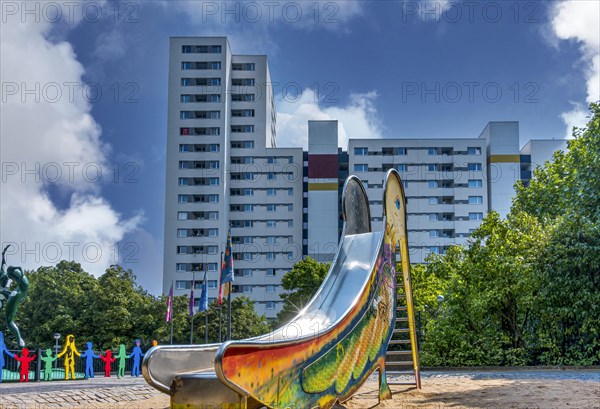 Children's slide on a playground in the Maerkisches Viertel