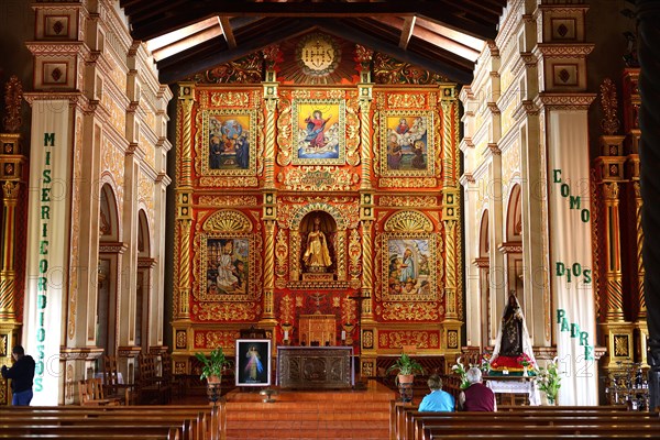 Colourful altar of the mission church Catedral Inmaculada