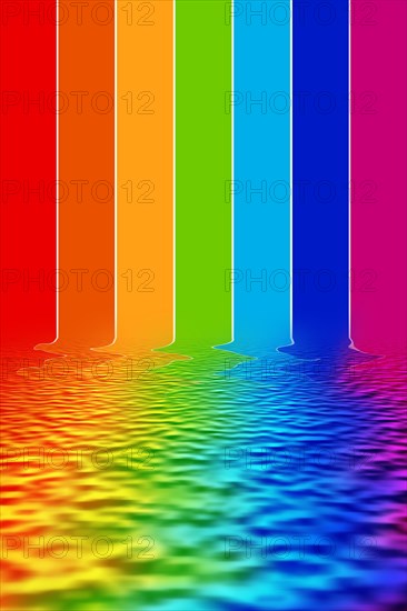 Illustration spectrum colors reflecting on water