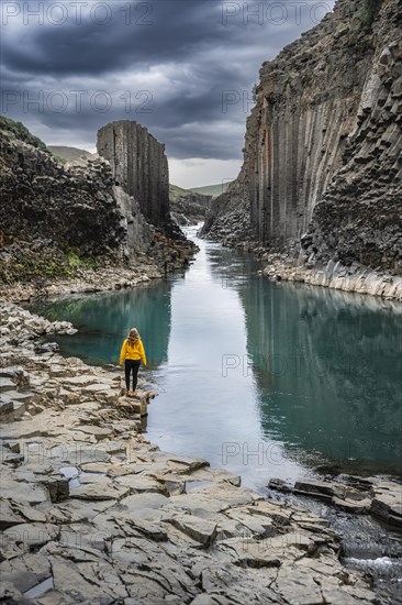 Tourist at Stuolagil Canyon