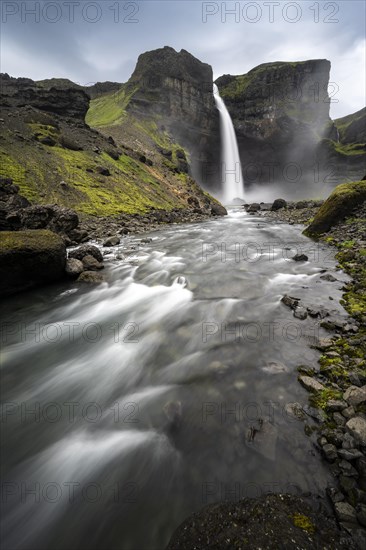 Haifoss and Granni waterfall at a canyon