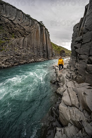 Tourist at Stuolagil Canyon