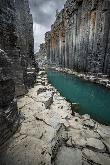 Tourist at Stuolagil Canyon