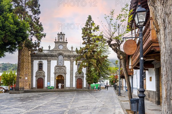 Historic downtown with a church in Teror