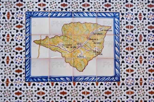 Map on tiles of the region of the village of Oria