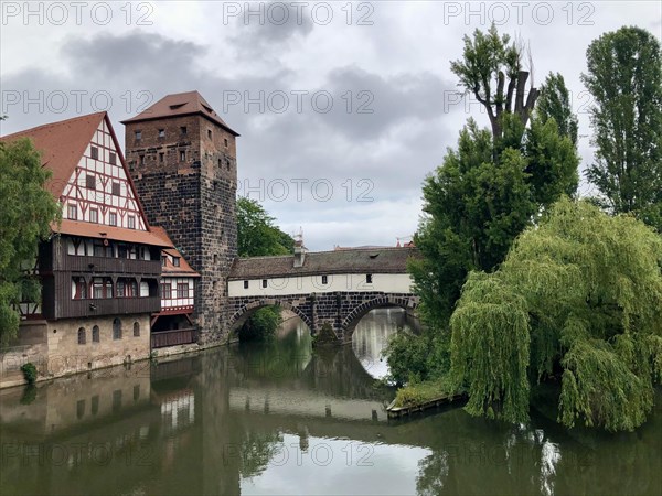 Weinstadel and Henkersteg on the River Pegnitz