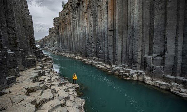 Tourist at Stuolagil Canyon