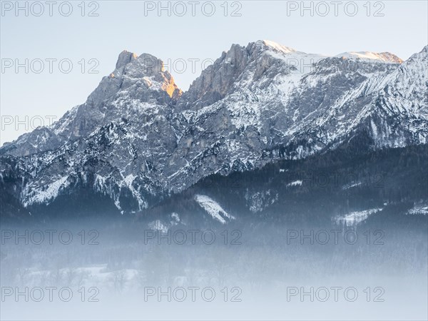 Winter landscape in front of mountain peak of the Reichenstein Group