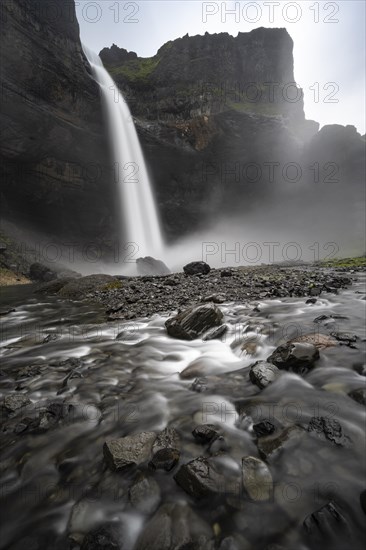 Haifoss and Granni waterfall at a canyon