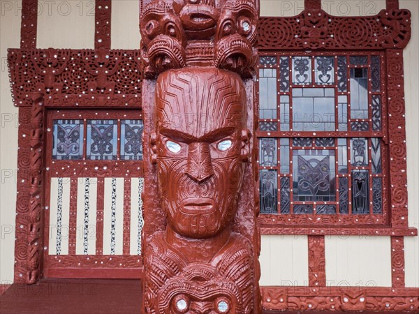 Carvings at the Maori Meeting House in Ohinemutu