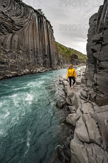 Tourist at Stuolagil Canyon