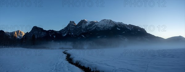 Winter landscape in the fog