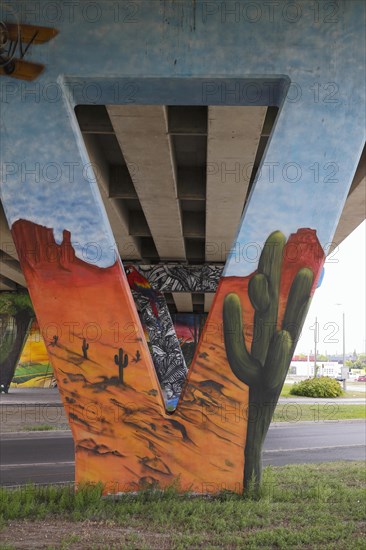 Wall painting under a highway bridge