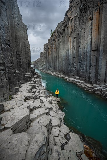 Tourist at Stuolagil Canyon