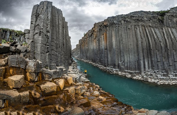 Tourist at Stuolagil Canyon