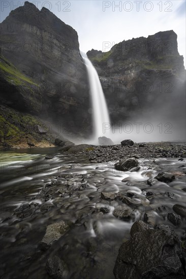 Haifoss and Granni waterfall at a canyon