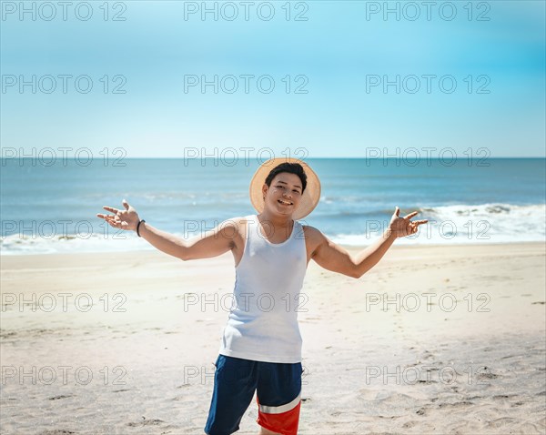 Happy handsome man on holiday outdoors