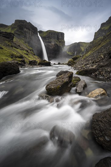 Haifoss and Granni waterfall at a canyon