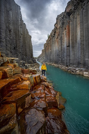 Tourist at Stuolagil Canyon