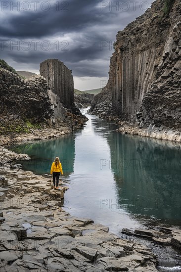 Tourist at Stuolagil Canyon