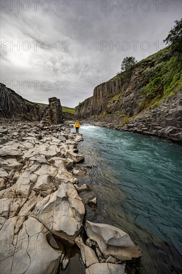 Tourist at Stuolagil Canyon