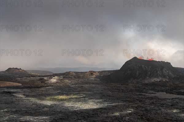 Lava spurting out of craters