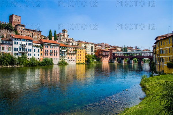 Bassano del Grappa on the river Brenta with Castello degli Ezzelini