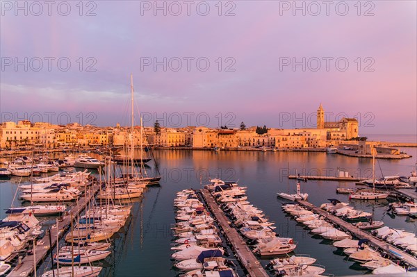 View of marina and old town in the evening