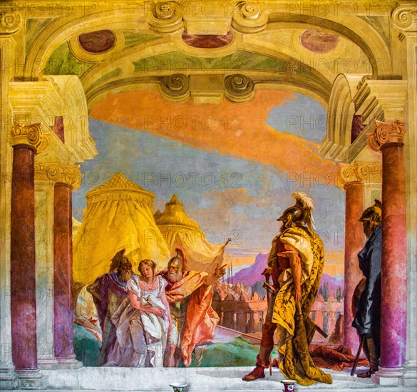Fresco: Eurybates and Talthybios lead Briseis to Agamemmon