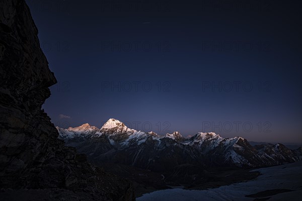 Night sky over the Himalayas with Makalu